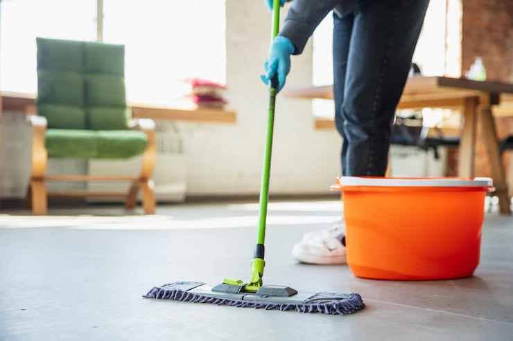 cleaning office floor